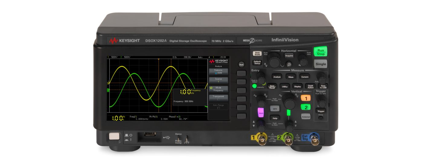 DSOX1202A 示波器：70/100/200 MHz，2 个模拟通道