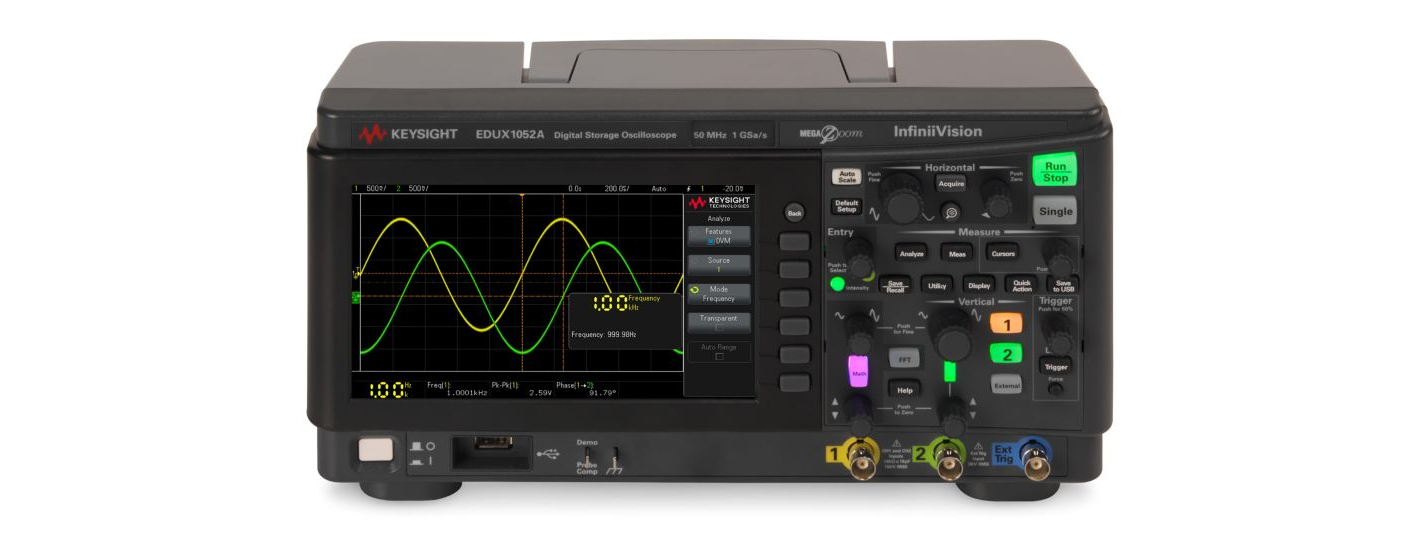EDUX1052A 示波器：50 MHz，2 个模拟通道